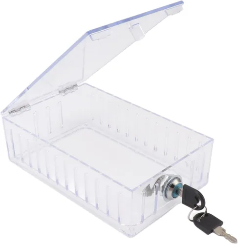 Vista 3 de Caja de bloqueo de termostato con llave, cubierta transparente, adecuada para la mayoría de termostatos, grande, acrílico de alta calidad, larga