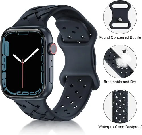 Vista 2 de Paquete de 5 correas de silicona suave compatibles con Apple Watch Band de 1.496 in, 1.575 in, 1.614 in, 1.654 in, 1.732 in, 1.772 in, 1.772 in