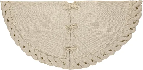 Vista 7 de Sattiyrch Falda de punto para árbol de Navidad – Base clásica de punto trenzado con cierre de lazo – Decoración festiva acogedora para árbol de Beige