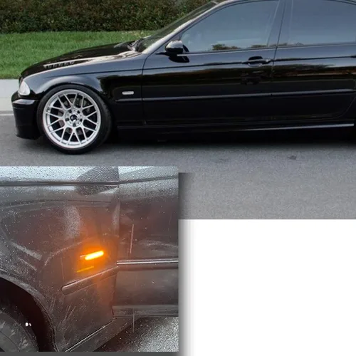 Vista 2 de Faros de Marca Lateral de Lente Transparente para BMW E46 1999-2001 Serie 3 Sedán E46 y 1999-2003 Serie 3 Coupé E46 LED Ámbar Delantero Marcador