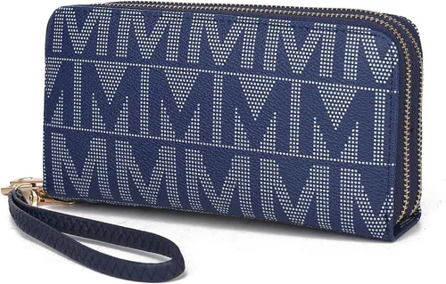 Vista 35 de MKF Collection Mia K - Cartera de pulsera para mujer, pequeña cartera de cuero vegano para tarjetas de crédito con cremallera y bolsillo