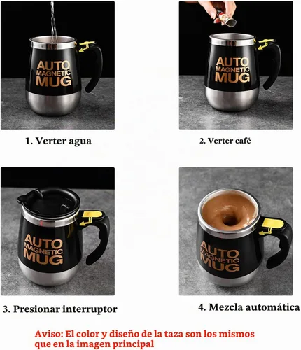 Vista 4 de CuteInnovation - Taza recargable autoagitable, magnética, eléctrica, de acero inoxidable, para oficina, cocina, viajes, hogar, café, té, chocolate