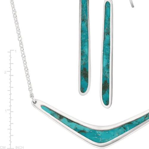 Vista 4 de Silpada Juego de collar boomerang y pendientes colgantes de turquesa comprimida en plata de ley, Plata esterlina, Turquesa