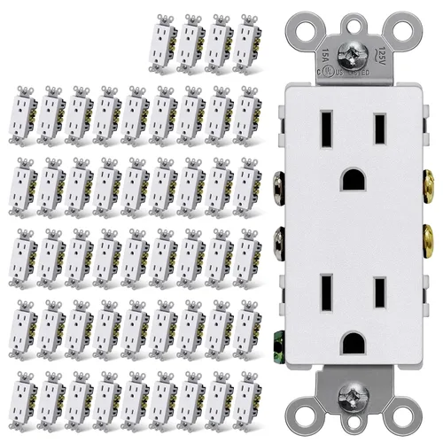 Vista 11 de CML - Toma de corriente decorativa de 15 amperios, paquete de 20 tomas de corriente estándar con placa de pared sin tornillos, resistente a
