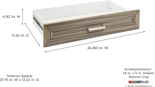 Vista 3 de Cubículo ClosetMaid SuiteSymphony de 25 x 6 pulgadas Gris natural