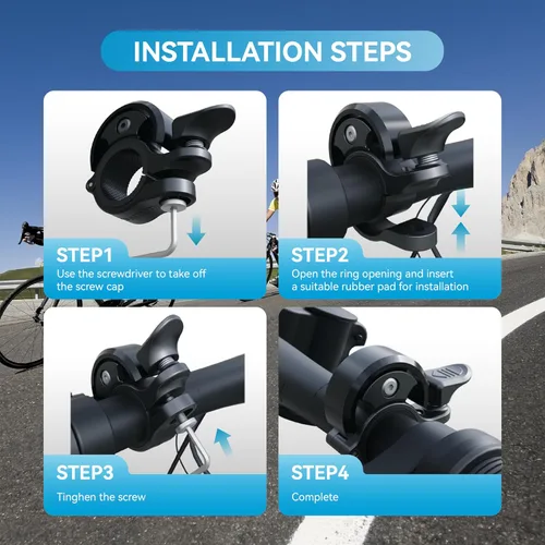 Vista 7 de Greallthy Loud Bike Bell for Adults Kids Fit 0.75-1in Handlebar Negro