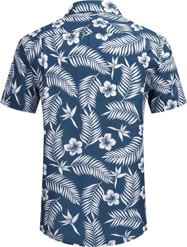 Vista 4 de COOFANDY Camisas hawaianas de manga corta para hombre, estilo casual, con botones, para playa tropical