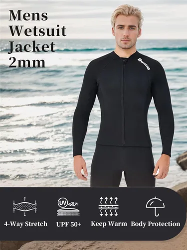 Vista 2 de Owntop Camisetas de neopreno Mujeres y hombres Manga larga de neopreno de 0.079 in Flexible y cómodo Cremallera frontal YKK Surfing Buceo