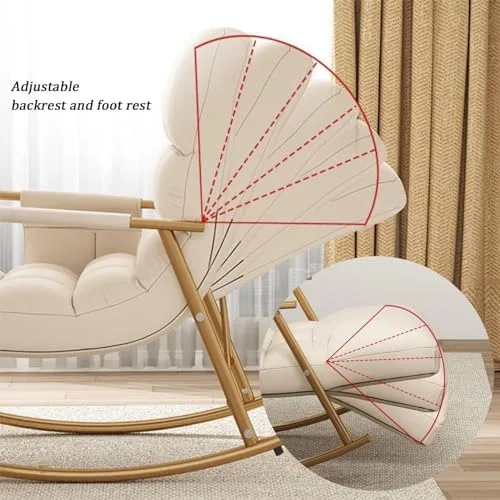 Vista 3 de Modern Upholstered Rocking Chair with Adjustable Backrest and Side Pocket High Capacity for Comfortable Seating in Bedroom and Living