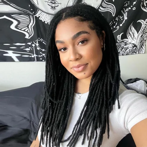 Vista 20 de Extensiones de cabello humano Loc de 0.2 cm de ancho, 4 pulgadas, 30 hebras, negro natural 100% completamente hechas a mano, extensiones