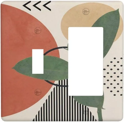 Vista 50 de Mid Century Morden Boho - Placa de pared para interruptor de luz dúplex de 1 banda, placa frontal decorativa eléctrica para receptáculo para baño