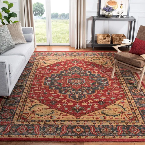 Vista 7 de SAFAVIEH Mahal Collection - Alfombra de pasillo, 2 pies 2 pulgadas x 6 pies, azul marino y rojo, diseño oriental tradicional, no desprende pelusa