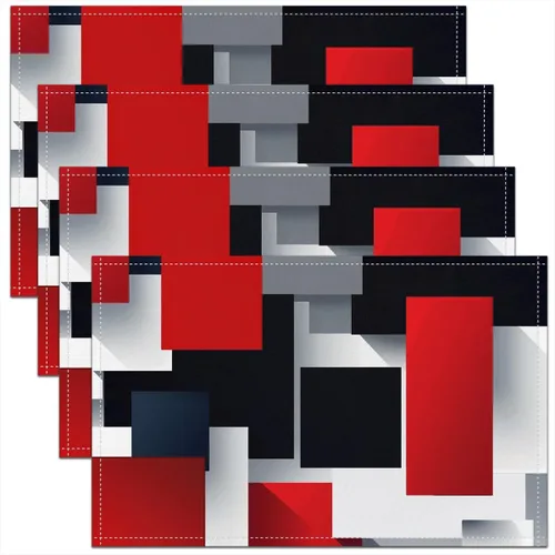 Vista 17 de Modern Circles - Juego de 4 manteles individuales de 12 x 18 pulgadas, patrón geométrico abstracto, decorativo, para niños, adolescentes y adultos