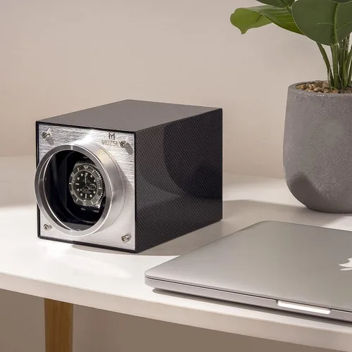 Vista 6 de MOZSLY - Bobinadora de un solo reloj para relojes automáticos adaptador de CA alimentado por batería 12 modos de rotación caja de bobinado con motor