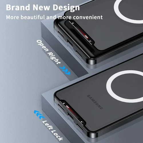Vista 3 de Funda de metal para Galaxy S23 compatible con MagSafe Wireless Chager a prueba de golpes, bloqueo de seguridad de parachoques de metal esmerilado