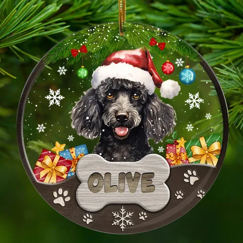 Vista 9 de Adorno personalizado de gato negro para regalo de Navidad de 2.90 x 2.90 pulgadas, acrílico personalizado con nombre de mascota, árbol para colgar