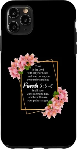 Vista 13 de iPhone 12 Pro Max Proverbios 3:5-6 Versículo de la Biblia Religioso Cristiano Hombres y Mujeres Caso