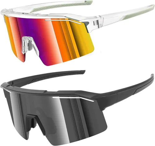 Vista 13 de Polarized Sports Sunglasses for Men Women UV400 Protection Todo negro