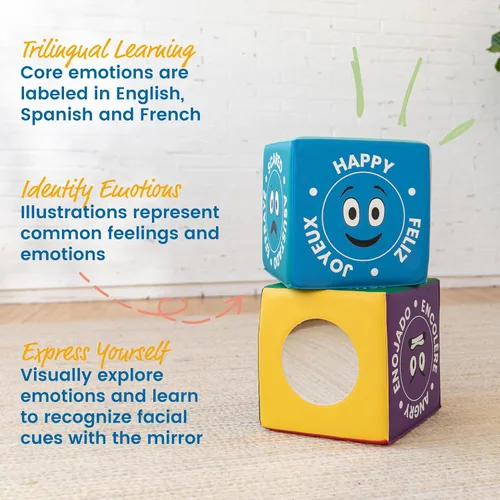 Vista 5 de ECR4Kids SoftZone - Cubo de actividades trilingüe con espejo, juguete sensorial, surtido