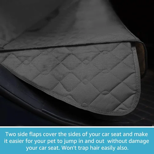 Vista 7 de Lassie - Funda de asiento trasero de automóvil para perros y niños con cinturón de seguridad, ajuste universal