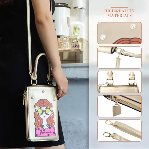 Vista 4 de GOKTOW Bolso extravagante para mujer, bolsos de mano novedosos para mujer, bolso cruzado divertido, bolsos de hombro con asa de poliuretano