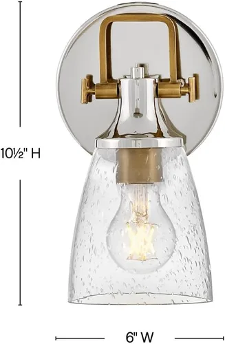 Vista 2 de Hinkley Easton 51270PN - Accesorio de tocador de baño de una sola luz, industrial moderno, pantalla de vidrio transparente, se monta hacia arriba