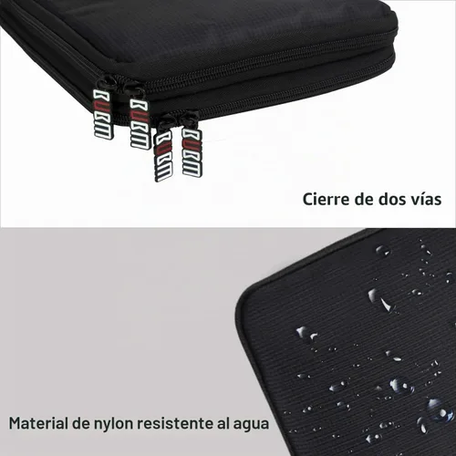 Vista 6 de Organizador de equipaje con doble capa para viajes BUBM, para llevar dispositivos y accesorios electrónicos., Negro, 2 capas M