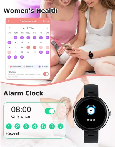 Vista 7 de Rastreador de Fitness, Relojes redondos de fitness para mujeres con Bluetooth, llamada, monitor de frecuencia cardíaca, rastreador de sueño