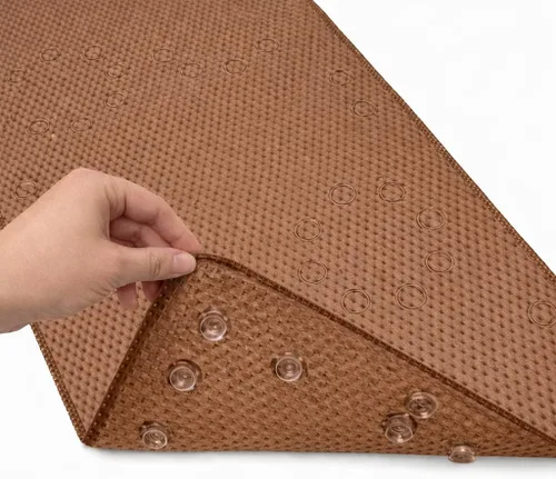 Vista 16 de Alfombra antideslizante para bañera, extragrande, de 36 x 17 pulgadas, con ventosas y orificios de drenaje, espuma suave, lavable a máquina