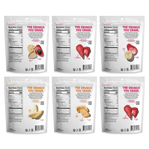 Vista 2 de Crunchies Frutas Liofilizadas, Fruta Crujiente 100% Totalmente Natural, Sin OGM y Kosher, Paquetes de Aperitivos de Fruta Liofilizada Resellables