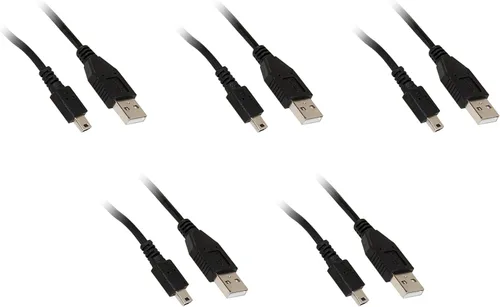 Vista 4 de Cable mini USB 2.0, negro, tipo A macho a macho Mini-B de 5 pines, 6 pies - Paquete de 2