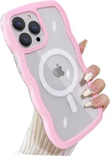 Vista 16 de Yeddabox Magsafe - Funda compatible con iPhone 13, diseño de ondas, lindo marco de colores de caramelo con ondas de agua, a prueba de golpes