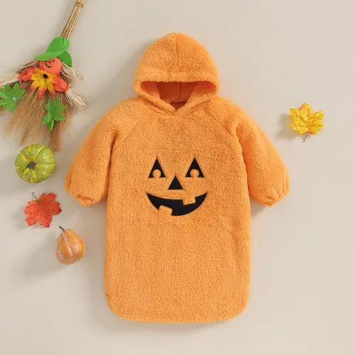 Vista 2 de Mameluco de manga larga para bebé, niña, niño, Halloween, overol de fantasma, mameluco de una pieza con capucha para otoño e invierno
