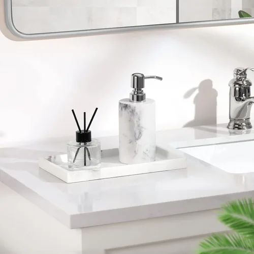 Vista 5 de Luxspire Dispensador de jabón de mármol + bandeja de tocador de baño Luxspire de 11 pulgadas