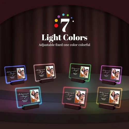 Vista 7 de Marcos de fotos personalizados con foto, placa de fotos personalizada con luz nocturna para ella, él, novia, novio, regalos de boda para esposa