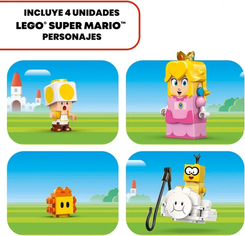 Vista 5 de LEGO Super Mario Adventures con juguete interactivo de la Princesa Peach, Set de Juego de Super Mario para niños, Figura de Toad Amarillo, regalo