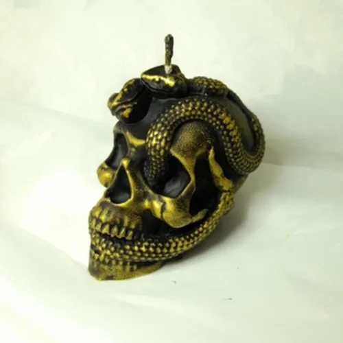 Vista 5 de Molde de jabón de vela de silicona con calavera de serpiente, moldes de caramelo de chocolate, moldes de arcilla de resina de yeso