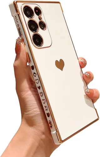 Vista 33 de phylla Funda de teléfono compatible con Samsung Galaxy A12 de 6.5 pulgadas, lindo corazón chapado en oro, elegante funda de lujo para mujer