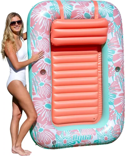 Vista 8 de Aqua Inflatable Tanning Pool Lounger, Premium Pool Float with Cupholders and Removeable Pillow for Relaxation and Fun