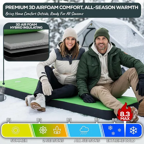 Vista 5 de Gear Doctors Artemis 8.3 R-Value - Colchoneta de dormir autoinflable para campamento, colchón de aire, para 4 estaciones, espuma de aire 3D de 4