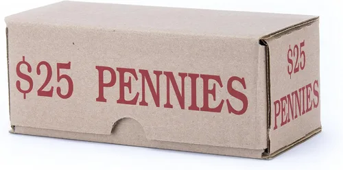 Vista 3 de Caja de almacenamiento Penny roja con capacidad para 50 rollos de monedas envueltos, 10 cajas