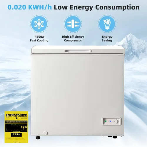 Vista 3 de PETSITE Congelador de pecho de 5 pies cúbicos, congelador profundo compacto con temperatura ajustable de 7 grados, cesta de almacenamiento extraíble