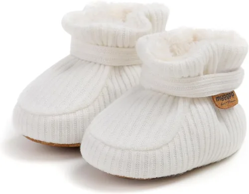 Vista 46 de Botines de forro polar para bebés, niños y niñas, pantuflas antideslizantes con agarre suave, zapatos de calcetín para recién nacidos, cuna