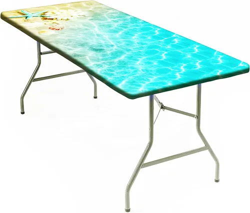 Vista 27 de Mantel rectangular elástico ajustable, con textura de madera de granja, cubierta de mesa de poliéster para mesa de bufé, picnic, cafeterías Mantel