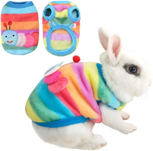 Vista 8 de ANIAC Ropa de conejo para conejos, chaleco cálido de gatito, camisa de forro polar XXXS para perro, camiseta acogedora para conejito, conejillo