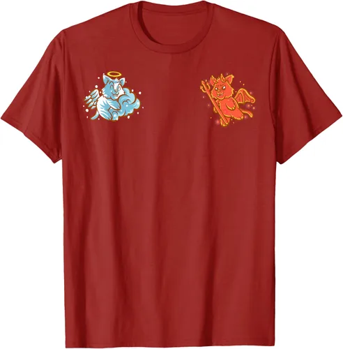 Vista 47 de Camiseta de gato ángel y diablo sentado en tu hombro Nerd Kitten, Negro