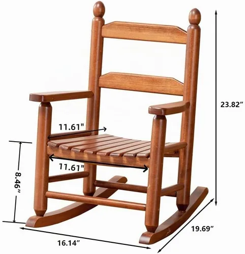 Vista 3 de Mecedora para niños, mecedora de madera para bebés pequeños, muebles cómodos para exteriores e interiores, sala de lectura, dormitorio, sala