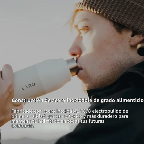 Vista 3 de LARQ Bottle Twist Top - Botella de agua aislada de acero inoxidable de 17 onzas, sin BPA, botella de agua reutilizable para campamento, oficina