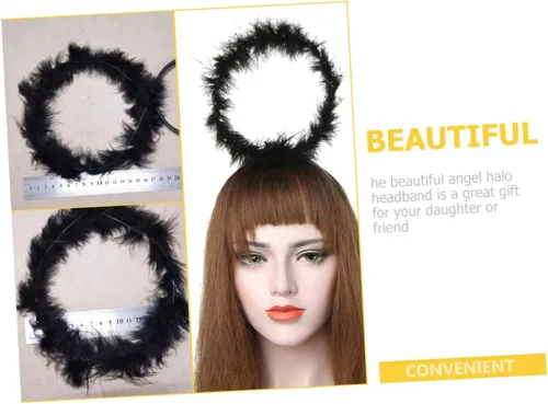 Vista 8 de USHOBE 30 Pcs Black Angel Headband Cosplay Costume Makeup Headband Prom Tiara Headbands for Women Headbands for Halloween Party Angels Hair
