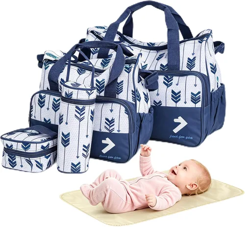 Vista 10 de KOCASO Juego de 5 bolsas de pañales para bebés Azul